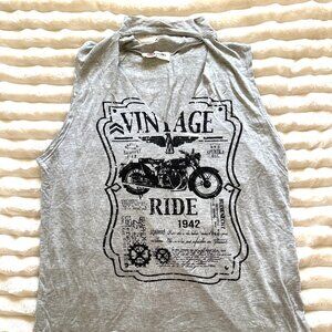 French Pastry Graphic Tank Top Gray Size L NWT Made in Mexico